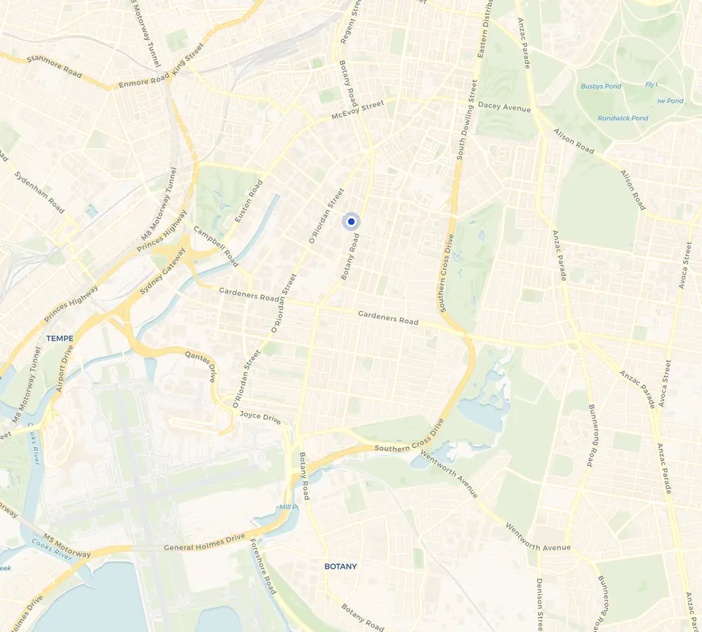 Map of the Beaconsfield service area and the surrounding Inner South, showing Beaconsfield and the nearby streets we cover.