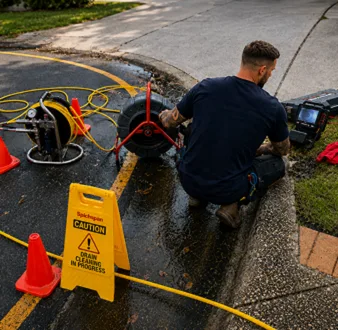 Burst drain pipe being repaired in Beaconsfield